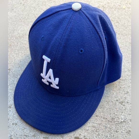 Los Angeles Dodgers Men's New Era 59Fifty Blue Fitted Cap 7 5/8 MLB Baseball LA - Picture 4 of 14